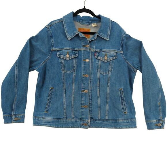 Levi’s Jean Jacket Women's Size 2X Blue Original Trucker Denim Utility Classic - Picture 1 of 14
